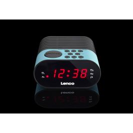 Lenco Radio Reloj Despertador Digital FM PLL LED con Alarma y Snooze, Pantalla LED, Negro/Azul