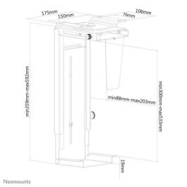 Neomounts Select Swivel Under Desk & On-Wall Pc Mount (Suitable Pc Dimensions -Height: 30-53 Cm / Width: 9-20 Cm) - Black