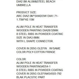 DKD Home Decor Parasol Terraza y Jardín Crudo Marrón 200x200x170 cm Aluminio Olefina