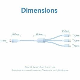 Cable USB 2.0 Lightning Vention CTRLG/ USB Macho/ USB Tipo-C Macho - MicroUSB Macho - Lightning Macho/ 1.5m/ Azul Cable USB 2.0 Lightning Vention CTRLG/ USB Macho/ USB Tipo-C Macho - MicroUSB Macho - Lightning Macho/ 1.5m/ Azul
