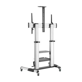 AISENS - SOPORTE DE SUELO PRO CON RUEDAS Y MANIVELA, BANDEJAS PARA DVD Y SOPORTE DE CAMARA PARA MONI