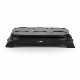 Domo DO8710W Crepiere + Wok 2 en 1, Bandeja Antiadherente para Panqueques y 6 Sartenes Wok para 6 Personas, 1000W, Negro