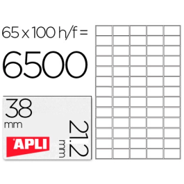 Apli Etiquetas Adhesivas 38x21,2 mm C-Rectos Inkjet-Láser Blanco 100 Hojas Precio: 18.49999976. SKU: BIX1283
