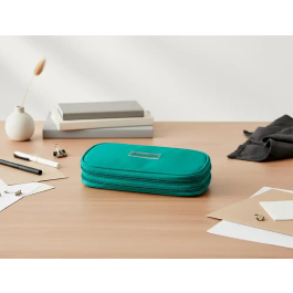 Liderpapel Estuche Portatodo Color Pop con Compartimento Extensible, 2 Cremalleras, Turquesa, 230x60 mm