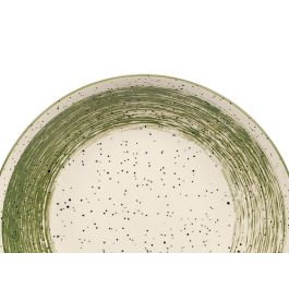Vessia Plato Hondo Patinado Verde 20,5 cm, Cerámica de Porcelana, Blanco Interior (Set de 36)