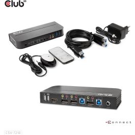 Club3D CSV-7210 KVM Switch 4K 60Hz 2 Puertos DP a HDMI o DP/2xUSB/Audio - Conexión de audio y Plug & Play