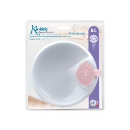KioKids Plato Térmico con Ventosa Antivuelco Rosa para Bebé +4 Meses
