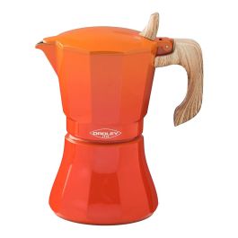 Cafetera petra naranja de aluminio de 9 tazas