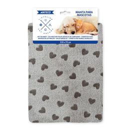 Nayeco Manta Corazones Gris para Mascotas 100 x 70 cm Suave