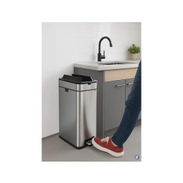 Maul Papelera PRME Acero Inoxidable 30 Litros Diseño Cuadrado Tapa Abierta Oficina Hogar