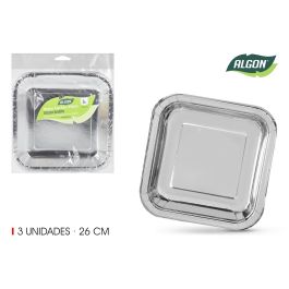Set de 3 platos cuadrados de cartón plata 26 cm Algon (18 Unidades) Precio: 11.88999966. SKU: B1AWQ64Z75