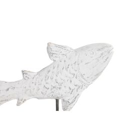 DKD Home Decor Figura Decorativa Atlántico Peces Marrón Blanco Hecha a Mano en Resina y Madera de Mango 8x31x77 cm