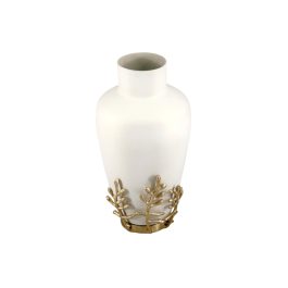 DKD Home Decor Jarrón Decorativo Moderno de Aluminio Blanco y Dorado, 16 cm Ancho, 16 cm Largo, 31 cm Alto Precio: 26.59000047. SKU: B1BYASJET6