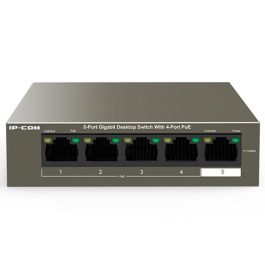 Ip - com G1105P-4-63W Conmutador Gigabit 5 Puertos con PoE 58W, 4 Puertos PoE IEEE 802.3af/at, Protección contra Rayos 6KV, VLAN Precio: 46.58999972. SKU: S55092987