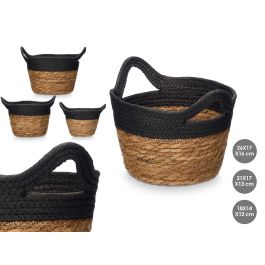 Set 3 Cestos Redondos Asas 16Cm Alto Negro Giftdecor (8 Unidades) Precio: 52.5000003. SKU: B1KEEFJGGR