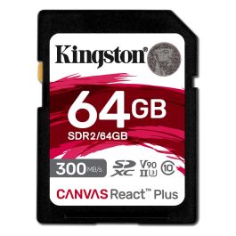 Kingston SDCS2/64GB Canvas React Plus Tarjeta SDXC UHS-II 64GB, Clase V90, Velocidad Lectura 300MB/s Escritura 260MB/s para Grabación 8K/4K/VR