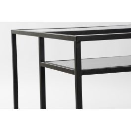 DKD Home Decor Mesa Centro Loft Metal Madera Espejo Negro Natural 120x60x50 cm