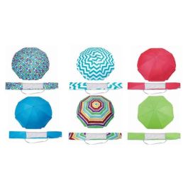 Sombrilla polinylon 200cm 8 varillas, tubo y punta de hierro, 22/25mm, interior uv 50+ con percha y cinta - modelos surtidos