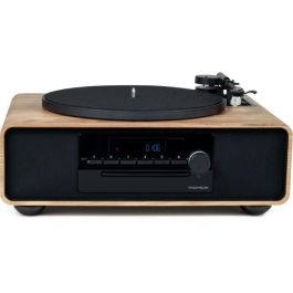 THOMSON THO1720570879525 Microcadena Bluetooth con Tocadiscos, Radio FM/CD/MP3/USB, 60W, Negro/Madera