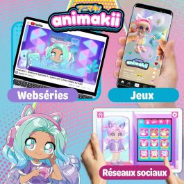 Bandai HEA26348 BAN3701405829490 - Muñeca Animakii Personalizable - Diseño Unicornio y Murciélago