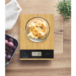 Inde Báscula Cocina Digital Cuadrada Bambú 5 kg con Dimensiones 21.5 x 15 x 1.6 cm (12 Unidades)