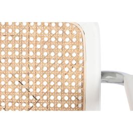 Silla con Reposabrazos DKD Home Decor Blanco Plateado Natural Ratán Madera de olmo 65,5 x 62 x 79 cm