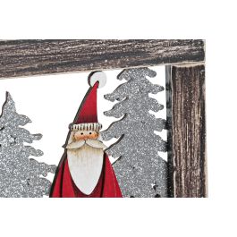 DKD Home Decor Decoración Pared Navidad Tradicional Cuadro Papa Noel Regalos Madera Cuerda Blanco Rojo 36x20x1.5 cm (2 Unidades)