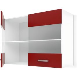 ULTRA Mueble de cocina alto, rojo mate, 80 cm ancho. Gabinete con 2 puertas de vidrio y 1 estante. Diseño contemporáneo. Precio: 115.79000015. SKU: B16NLWDFWG