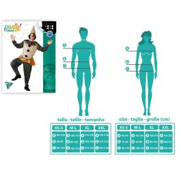 Disfraz Polichinela Unisex Adulto XS-S - Circo, Incluye Bonete, Camiseta y Pantalón