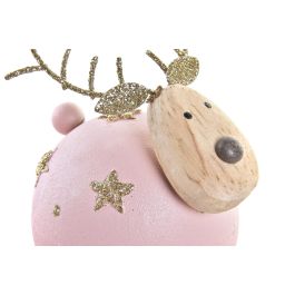 DKD Home Decor Figura de Navidad Fantasía Reno de Metal Rosa Palo y Gris, Adorno Navideño 7x9x7 cm, Pack 12 Unidades