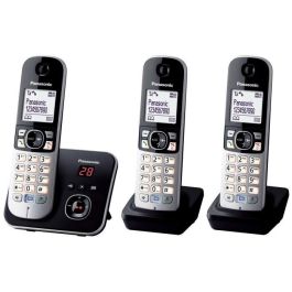 Panasonic KX-TG6823 Teléfono Fijo Inalámbrico DECT Trío con Contestador Automático, Plateado y Negro Panasonic KX-TG6823 Teléfono Fijo Inalámbrico DECT Trío con Contestador Automático, Plateado y Negro