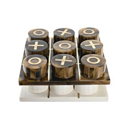 DKD Home Decor Juego De Mesa Moderno Blanco Ambar Metalizado Resina Metal 20.5 x 5 x 20.5 cm (2 Unidades)