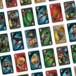 UNO Juego de Cartas Jurassic World Rebirth JFT28 Mattel Games Español Inglés Francés Alemán Portugués