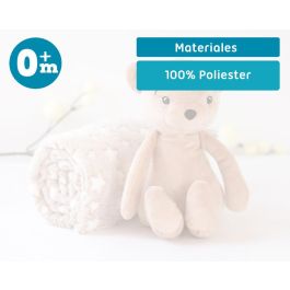 KioKids Oso de Peluche Marrón con Manta de Estrellas para Bebé, Suave, 25 cm