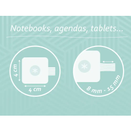 Antartik Portaboligrafo Autoadhesivo con Elastico hasta 15 mm Grosor, Turquesa y Rosa, Para Cuaderno Note