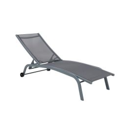 DKD Home Decor Tumbona de Terraza y Jardín Reclinable con Ruedas de Aluminio y Textilene Gris 64 x 97 x 187.5 cm Precio: 175.49999962. SKU: S3012897