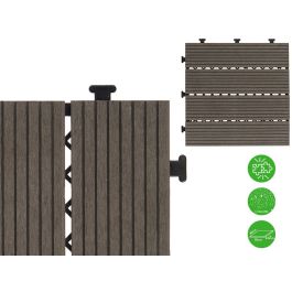 Baldosa Composite Negro Ibergarden 30x2.6x30 cm WPC Madera PE (6 Unidades)