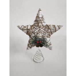 DKD Home Decor Decoración Navidad Alpina Estrella Ratán y Metal Marrón Blanco 5x30x25 cm (6 Unidades) Precio: 18.24438. SKU: B15K96AJJA