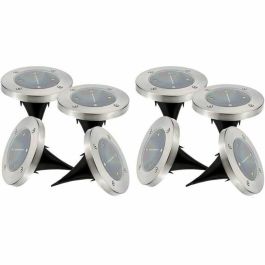 Lumisky LUM3760093543460 Juego de 8 focos solares DECKY redondos de acero inoxidable para empotrar LED blanco frío Ø12 cm