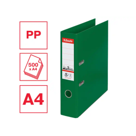 Esselte Archivador de Palanca N 1 DIN A4, Cartón Forrado, Lomo 75 mm, Color Verde