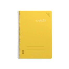 Carlin Cuaderno espiral A4 tapa plástico 80 hojas 90gr cuadro 4mm con margen color amarillo