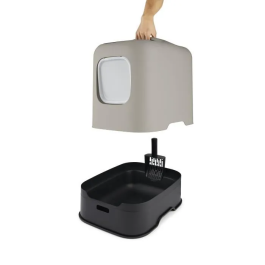 Rotho Mypet Biala Eco Cat Toilet Capuccino, Arenero Plástico Reciclado con Filtro Carbón y Puerta Magnética
