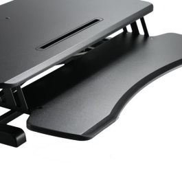 Ewent EW1545 Estación de Trabajo Ajustable Sentado/De Pie con Resorte de Gas, Elevación 11-50.5cm, Superficie 80x40cm, Bandeja Teclado, Soporte Tablet/Móvil, Negro