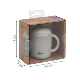 KioKids Taza de Aprendizaje de Silicona Gris con Asas, 120 ml, para Bebés +4 Meses