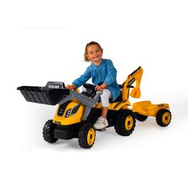 Smoby SMO3032167103048 Tractor de Pedales Max Builder con Remolque, Excavadora y Pala - Naranja