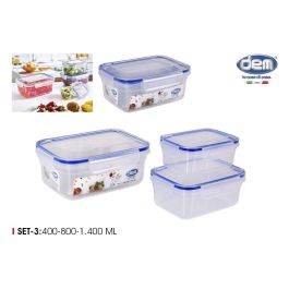 Dem Set-3 Fiambrera Hermética R. 400ml 800ml 1400ml 20x15x9 cm (6 Unidades) Precio: 23.89000042. SKU: B12XA8GHD3