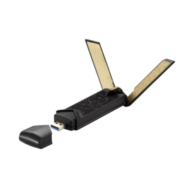 ASUS USB-AX56 Adaptador WiFi 6 1775 Mbit/s, Doble Banda, WPA3, Compatible con Windows/Linux, Negro/Oro