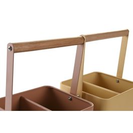 DKD Home Decor Cubertero Vintage Chinalight 22 de Metal y Pino, Terracota Amarillo, 15.5 x 24 x 18 cm (Juego de 2)