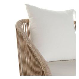 DKD Home Decor Sofá Terraza y Jardín Set de 4 Blanco Beige Aluminio Poliéster Cuerda 151.5 x 72 x 70 cm