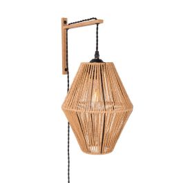 Aplique de Pared Narayanganj SKD-W1020 de Madera Natural y Mediterráneo para Salón y Dormitorio con Casquillo E27